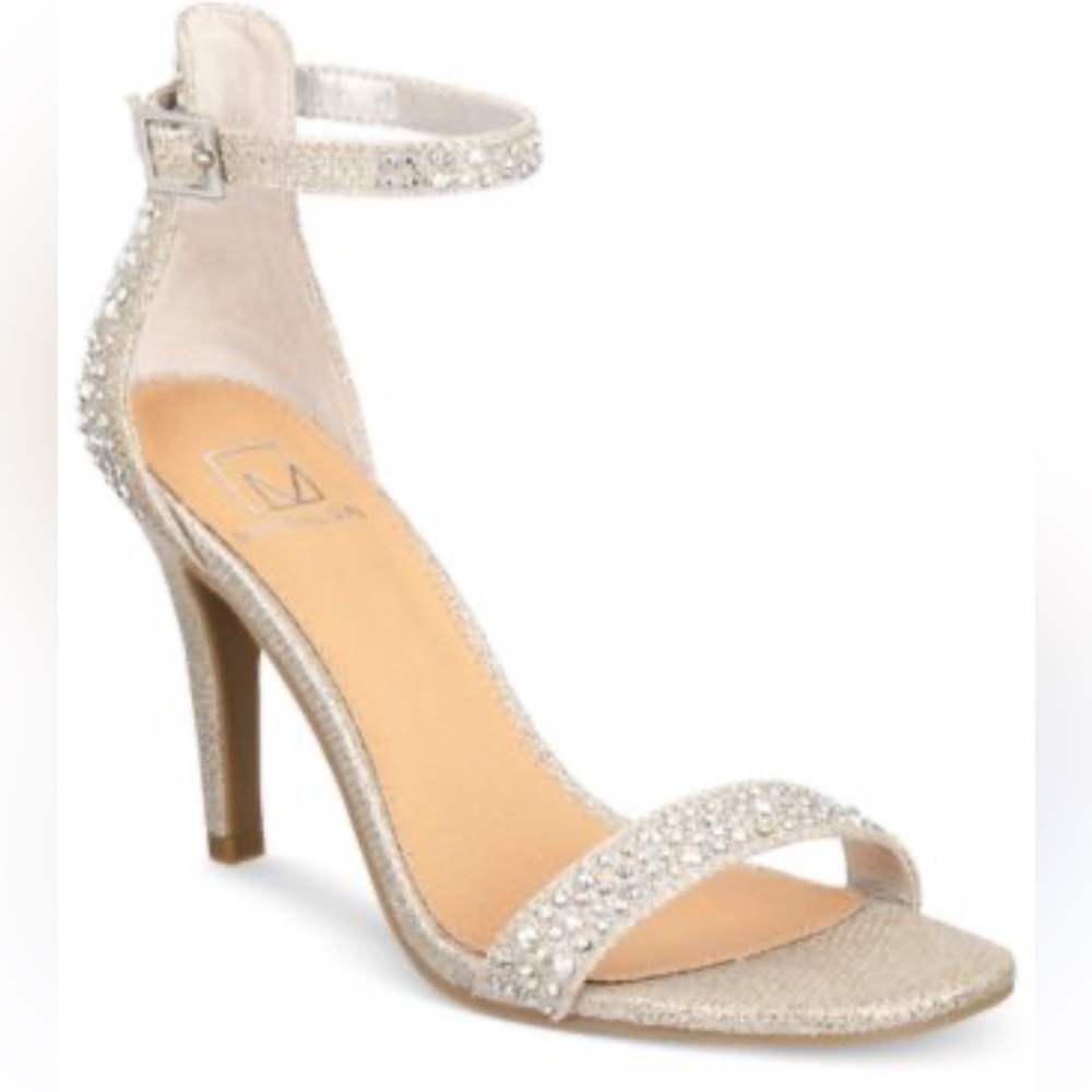 MATERIAL GIRL BLAIRE Rhinestone Crystal Heels Prom Champagne Women's 10 EUC